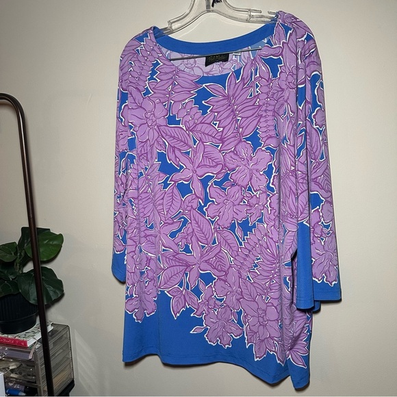 Bob Mackie Artsy Tropical Floral Blouse 3X - Picture 2 of 14